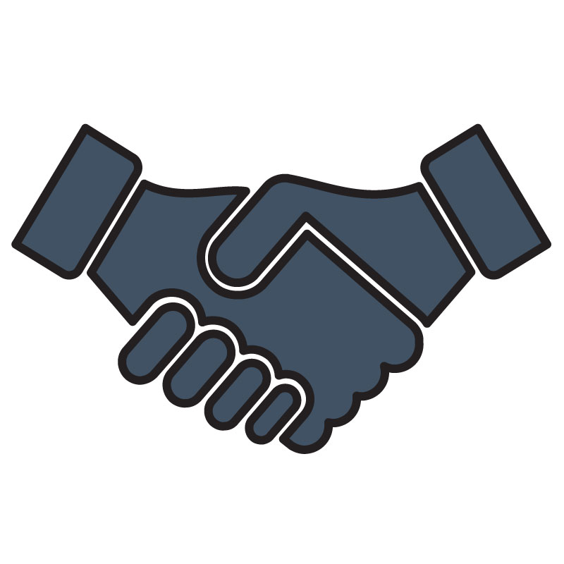 Icon of handshake denoting transparency